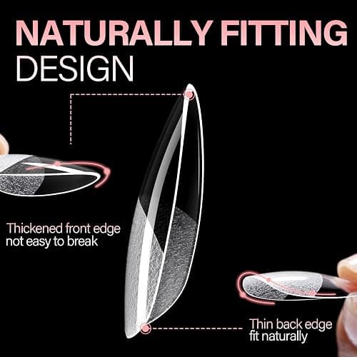 AILLSA Medium Almond Shaped Nail Tips - 15 Sizes 450pcs Acrylic Nails Tip Full Cover Half Matte Nails Tips Press on Nails for DIY Home Salon thumbnail 3