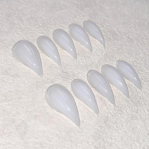 10 Pcs Handmade Press on Nails Short Curved Unique Stiletto Eagle Claw Acrylic Fake Nail with Dragon Claw Design Thickened Goth Nails Press Ons Full Cover Reusable Glue on Nail for Women（S） thumbnail 4