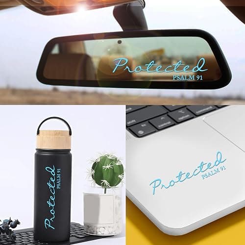 Set 2Pcs Protected Bible Rearview Mirror Decal Bible Verse Christian Jesus Car Decals Water Bottle Window Sticker Vinyl Waterproof 3x0,7 Inches Decal New Car Accessories Gift for Mom Dad Friend thumbnail 4