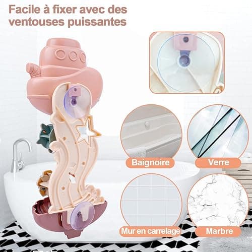 Jouets de Bain pour Bebe, Jouet Bain Bebe 18mois +, Jeux de Bain Bébé Enfant 2 3 Ans, Jouets d'Éveil Cadeau Bebe pour Garçons et Filles avec Mignons Engrenages et Tasses d'animaux Marins thumbnail 6