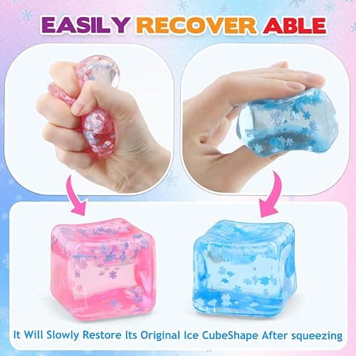 Chridark Ice Cube Fidget Toy for All Ages: 2 Pack Sensory Squishy Fidget Toys, Square Stress Balls, Classroom Prizes, Anxiety Relief Stress Cube Gift for Kids Teens Adults thumbnail 5