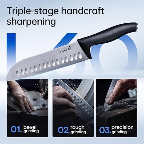 Kuisine 15Pcs Black PP Handle Chef Knife Set with Built-in Sharpener Block | Customized High Carbon Stainless Steel,Triple Sharpening,Full-Tang Structural,Ergonomic PP Handle,Elegant Gift for Holiday thumbnail 2