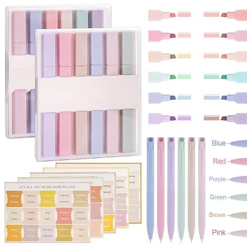 Tikplus 12Pcs Highlighters Pastel, 6Pcs 0.5mm Gel Highlighter and 75Pcs Bible Tabs, No Bleed & Quik Drying Highlighter Pen for Bible bible Journaling Supplies, Study Notes School, Stationery & Office thumbnail 8
