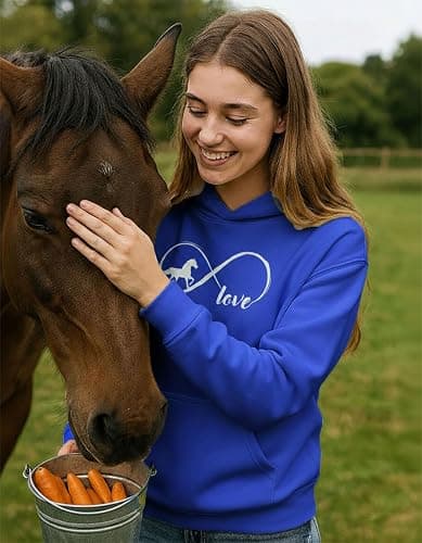 Tstars Infinity Love Horse Hoodie for Women and Teen Girls Equestrian Horseback Riding Gift Idea Sweatshirt with Horses thumbnail 2
