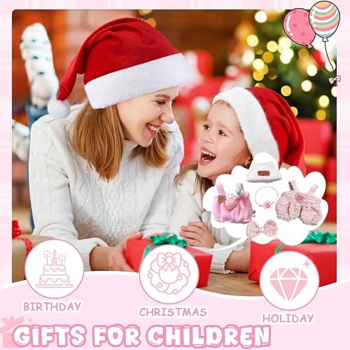 5Pcs Clothes & Accessories for 17cm Dolls, Includes Pink Overalls Bow Hair Clip Camera Bag Hat for Girls Kids Birthday (No Doll) thumbnail 7
