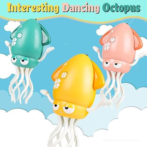 Electric Dancing Octopus Baby Toy, Dancing Squid Crawling Toys,Automatic Evasion Octopus Toy with Led Light and Music, Interactive Entertainment for Baby Sensory Development Birthday Gifts(Green) thumbnail 3