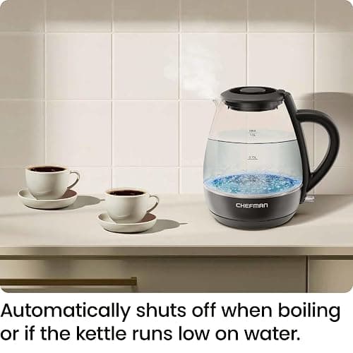 Chefman Electric Kettle with Tea Infuser, Compact 1L (4 Cups), 1500W, Removable Lid for Easy Cleaning, Boil-Dry Protection, Stainless Steel Filter, BPA Free, Auto Shut Off, Small Electric Tea Kettle thumbnail 8
