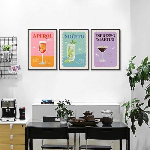 Laylwhq Cocktail Wall Art Bar Cart Canvas Wall Decor Vintage Trendy Alcoho Pictures Funky Aesthetic Prints Posters Colorful Preppy Artwork for Bar Kitchen Dorm Home Decoration 12x16inx3 Unframed thumbnail 7