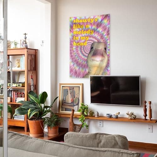 Duck Flag Shawty's Like A Melody In My Head Funny Flags 2x3Ft with Brass Grommets Meme Banner for College Dorm Room Man Cave Parties Decoration thumbnail 5