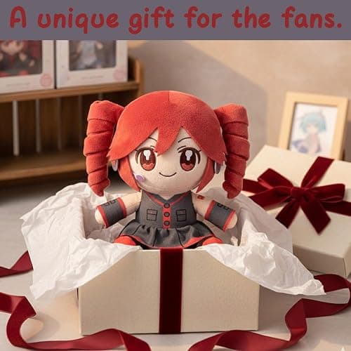 Collectible Pink Drill Twin Tail Girl Plush 22cm, Cute Anime Plush Character with 3D Twin-Drill Hair, Red and Black Outfit Figure Stuffed, Soft Anime Plushie Pillow Gift for Fans & Collectors thumbnail 7