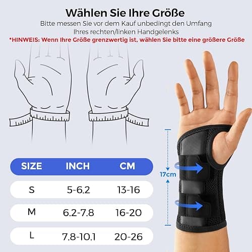 FREETOO Flexibel-Leicht Handgelenkschiene für Karpaltunnel, Atmungsaktive Handgelenk Bandagen mit eng anliegender S-förmiger Schiene, Verstellbare Handgelenkstütze für Verstauchung, Sehnenentzündung thumbnail 6