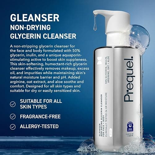 Prequel Skin Gleanser, Moisturizing Glycerin Face Wash, Professional Strength Face Cleanser for Women, Unscented Sensitive and Dry Skin Face Wash Pump Bottles - 6.75 fluid ounce (Pack of 2) thumbnail 4