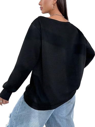 Remidoo Off Shoulder Sweatshirt Drop Shoulder Oversized Long Sleeve thumbnail 2