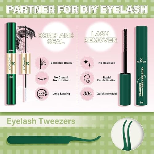 KEYYOU Fairy Lash Clusters Kit, Manga Eyelash Extension Kit at Home, 144pcs D Curl Wispy Natural Invisible Band Lash with Waterproof Lash Extensions Kit (Fairy-D-8-18MIX) thumbnail 6