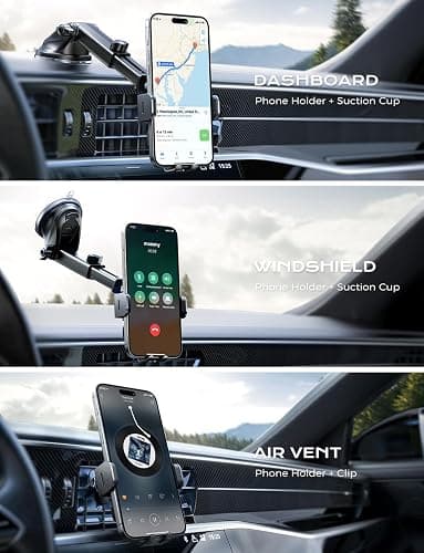 CHGeek Wireless Car Charger, 15W Fast Charging Auto Clamping Phone Holders for Your Car Phone Mount fit for iPhone 17 16 15 14 13 12 Pro Max 11 XR XS, for Samsung Galaxy S25 Ultra S24 S23, Black thumbnail 3
