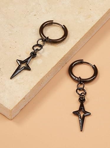 Sacina Gothic Y2k Spike Star Hoop Earrings, Y2K Emo Punk Grunge Goth Earrings, Halloween Christmas Jewelry Gift For Women thumbnail 6