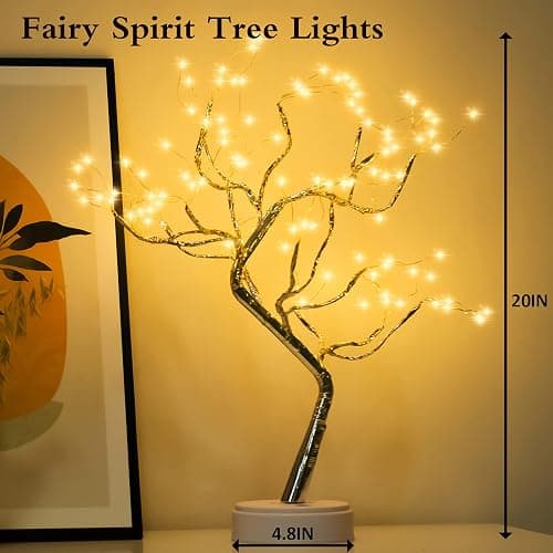 PXBNIUYA 108 LED Sparkly Fairy Tree Lamp, Warm White, Remote Control, USB/Battery, 8 Modes, DIY Bonsai Decor, Festival Decoration Light thumbnail 7
