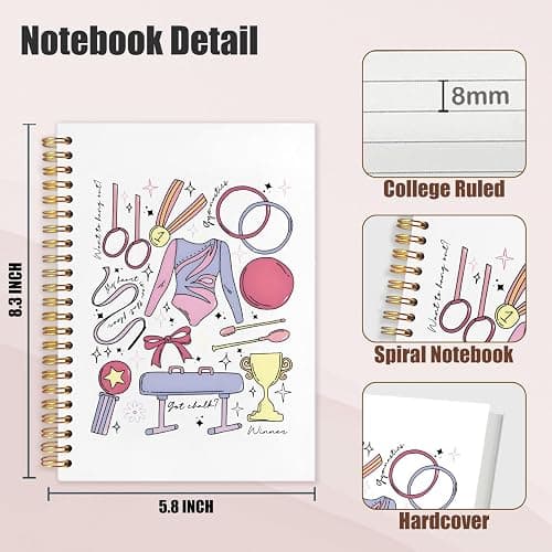 OHDCE Gymnastic Spiral Notebook Journal 5.5x8.3 Inch, Gymnastics Gifts, Gym Girl Gifts Hardcover Journal Notebook for Study Work Office thumbnail 3