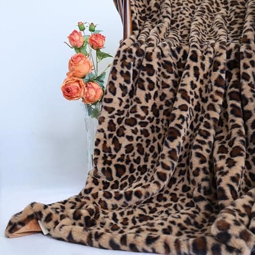 Velboa Super Soft Leopard Blanket Double Layer Bedding Thick Sofa Cover Furry Fuzzy Fax Fur Throw Blanket (Brown,51 x 63 Inch) thumbnail 6