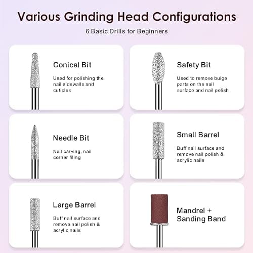 COSLUS C20 Cordless Nail Drill Electric File: Professional for Acrylic Gel Dip Powder Nails Portable Nail Drill Machine Kit for Manicure Pedicure Nail Set with Everything Rechargeable Lightweight thumbnail 9