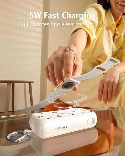 RORRY Flow Portable Charger, 10000mAh 40W Fast Charging Power Bank with Built-in USB C Cable and Foldable Wall Plug, Battery Pack Travel Essentials for iPhone 17/16/15, Apple Watch, iPad, MacBook thumbnail 5