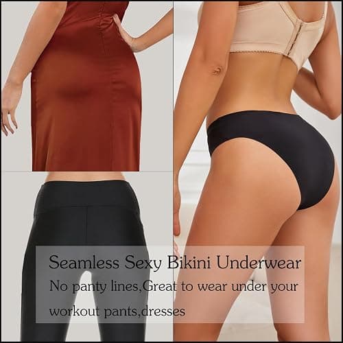 OJCNBV Seamless Underwear for Women No Show Panties Invisibles Briefs Soft Stretch Bikini Underwears 6 Pack thumbnail 3