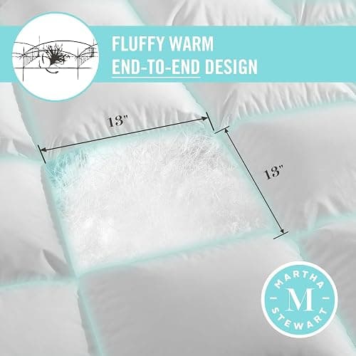 Martha Stewart Luxury White Goose Feathers Down Fiber Duvet Insert King Size - Hotel Collection 100% Cotton Cover Comforter, All Season Medium Warmth, Breathable, Hypoallergenic, 106 x 90 Inch thumbnail 2