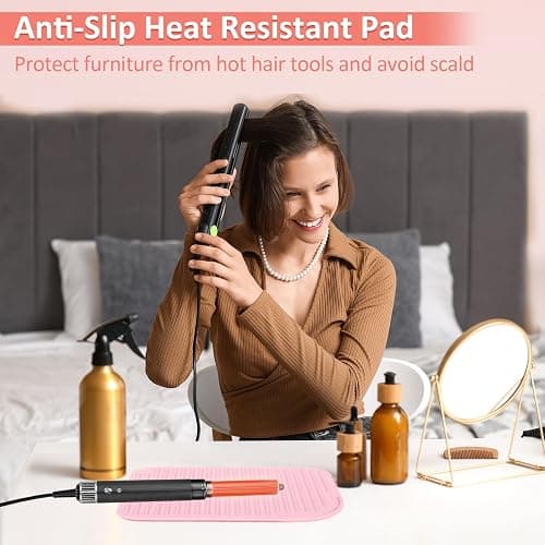 Quccefods Heat Resistant Mat Large Silicone Hot Hair Tools Holder for Curling Irons Flat Iron Hair Straightener Mat Portable Vanity Pad Accessories/Organizer thumbnail 2