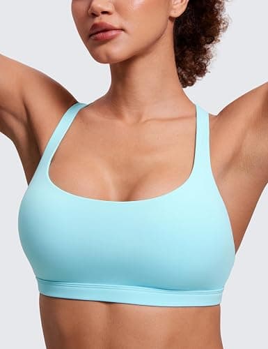 CRZ YOGA Naked Feeling Strappy Sports Bras for Women - Criss Cross Back Wireless Padded Cami Yoga Workout Top thumbnail 4