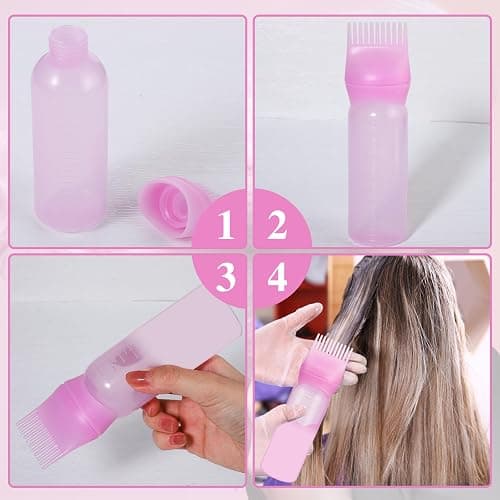Pimoys 2 Pack Root Comb Applicator Bottle, 6 Ounce Oil Applicator for Hair Dye, Hair Oiling Applicator Hair Coloring Brush Bottle with Graduated Scale thumbnail 5
