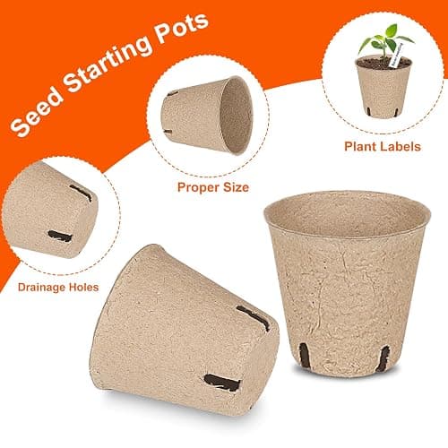 JNYONG 60 Packs 3.15 Inch Peat Pots,Biodegradable Pots for Seedlings with Drainage Holes, Garden Germination Nursery Pots with 50Pcs Plant Labels thumbnail 4