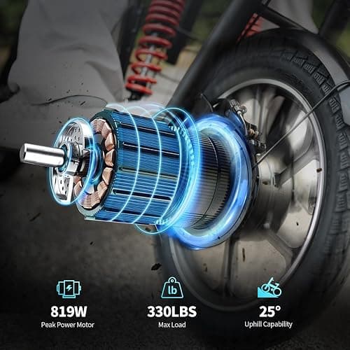 850W/ 819W Peak Electric Scooter with Seat, 20MPH & 25/40 Miles Range, Dual Suspension, Cruise Control, 14"/ 16" Folding E Scooters with Key Start & Basket thumbnail 2