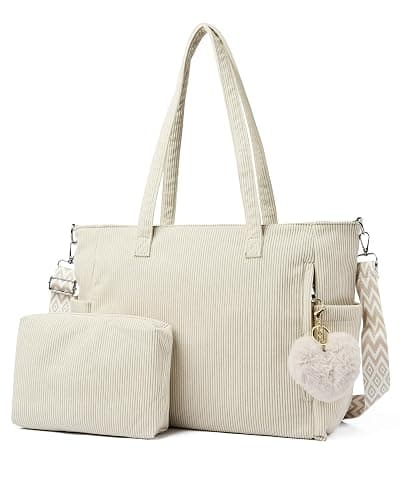 Makukke Cord Tote Bag Shopper Tasche Damen Umhängetasche Groß Handtasche Schultertaschen für Arbeit Büro Reisen Einkaufen Schule - Image 1