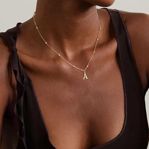 De Amo Sara Initial Necklaces for Women, Dainty A-Z Pendant Letter Charm Necklace Personalized Name Necklaces for Women Trendy Jewelry Gift thumbnail 3