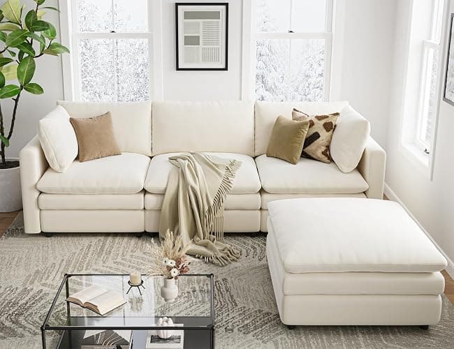 Txtin's Cloud Couches for Living Room L Shaped Sectional Couch with Ottoman Deep Plush 4 Seats Sofa Modern Sofa for Apartment thumbnail 3
