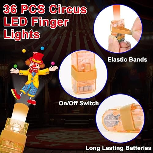 36Pcs Carnival LED Finger Lights Circus Party Favors Glow in the Dark Light Up Finger Lights Carnival Themed Toys Bulk for Halloween Birthday Party Goodie Bag Stuffer Birthday Gifts Classroom Prize thumbnail 4