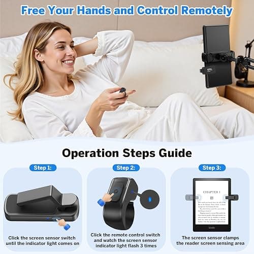 Page Turner Ring for Kindle,Remote Control for iPhone iPad Android Tablets E-Readers,Clicker Page Turner for Kindle Accessories for Camera Video Record&Shutter Selfie (Black) thumbnail 3