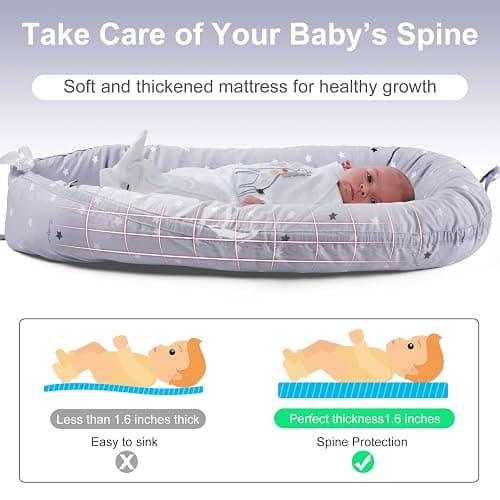 Baby Nest Pod for Newborn, Baby Lounger for 0-12 Months Boys Girls, 100% Cotton Baby Nest, Baby Essentials for Newborn, Baby Gifts thumbnail 5