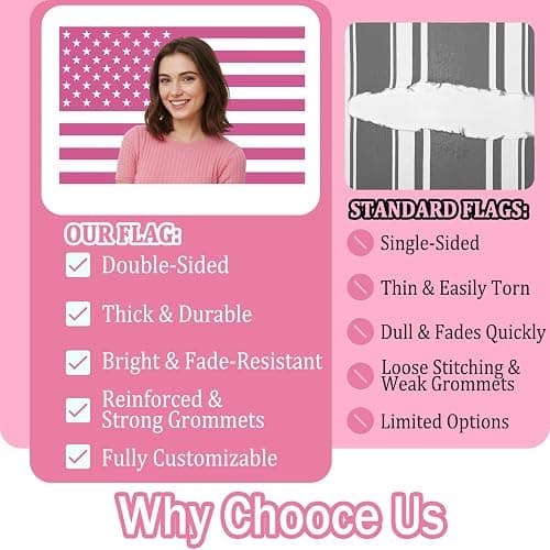 Nxwdwqa Custom Pink America Flag 3X5 Ft Personalized Flags Design Your Image Funny Tapestry Poster For Decorate Clubs Concerts Bars University Dormitories Living Rooms Bedrooms thumbnail 4