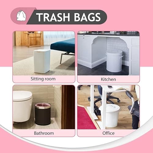 Teivio 2 Gallon 180 Counts Strong Trash Bags Garbage Bags, Bathroom Trash Can Bin Liners, Plastic Bags for home office kitchen, Pink thumbnail 5