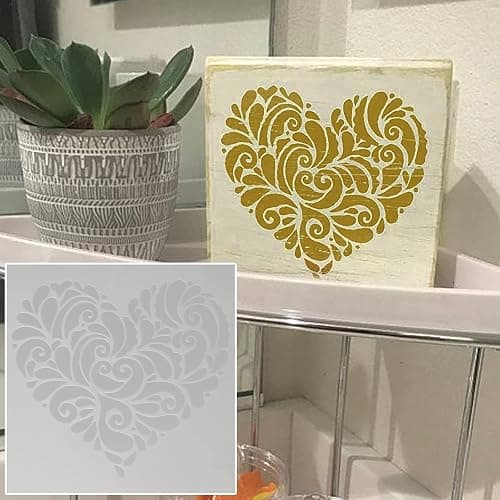 Heart Stencil for Painting - DIY Decorative Paint Stencil for Walls, Furniture, Crafts & Wood - Reusable Heart Pattern thumbnail 3