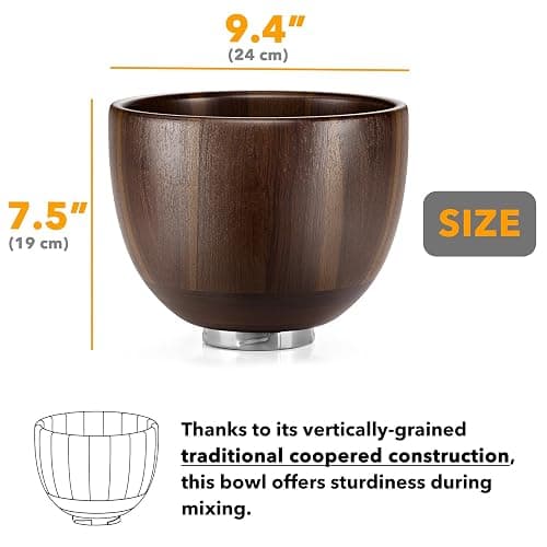 SpaceAid Wooden Bowl for Mixer - Kitchen Space Aid Acacia Wood Mixing Bowls Holder for Stand Mixer, Compatible with 4.5 & 5 QT Tilt-Head Models Kitchen, Natural Wood thumbnail 2