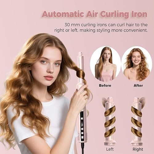 Atopskins 8-in-1 Hair Dryer Brush & Hot Air Styler, 110,000 RPM Blow Dryer Brush Foldable LCD Display, 4 Heat Settings Auto Curler Fast Drying Curling Straightening for Salon & Travel (Pink) thumbnail 4