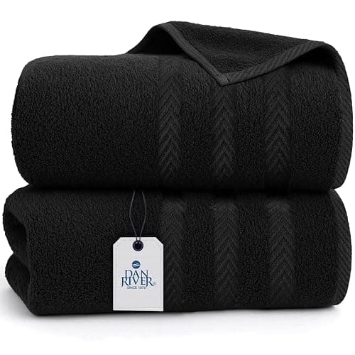 DAN RIVER 2 Pack Luxury Bath Sheets 35x70, 600 GSM, Soft & Quick Dry 100% Ring Spun Cotton Towels Ideal for Hotels, Spas, Gyms & Salons Extra Large, Black - Image 1