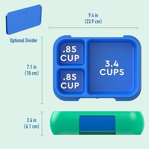 Bentgo Pop - Leak-Proof Lunch Box & Removable Divider for Ages 8+ & Teens - Lunch Container Holds 5 Cups of Food; 3-4 Compartments; Microwave/Dishwasher Safe; 2 Year Warranty (Spring Green/Blue) thumbnail 2