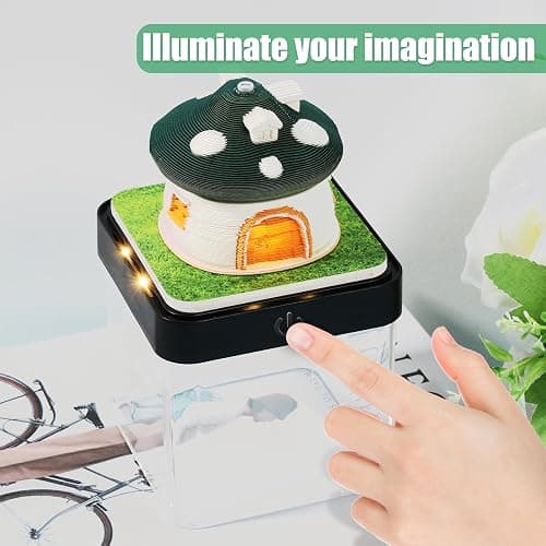 3D Calendar 2026 Tear Pad, Time Piece Calendar 2026, Tear-Away 3D Memo Artsy Pad, Creative Green Mushroom House Desk Calendar w LED Lights, Cute Paper Carving Art Notepad for Thanksgiving Christmas Desktop Decor Gift thumbnail 5
