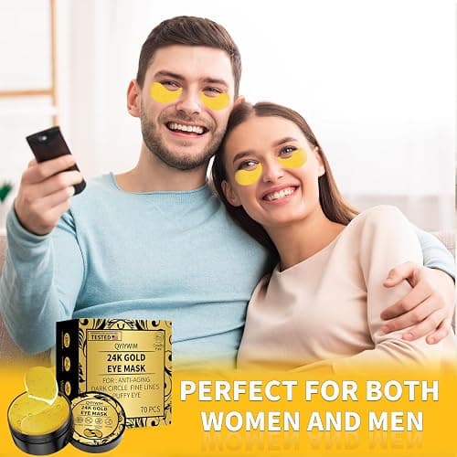 Qyiywim Under Eye Patches 70PCS, 24K Gold Eye Patches for Puffy Eyes Treatment, Under Eye Masks for Dark Circles and Puffiness, Non-Irritating Eye Mask Skincare, Eyes Bags Treatment, Eye Gel Pads thumbnail 3