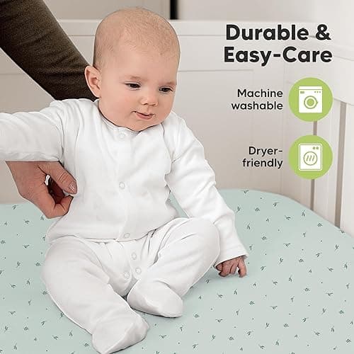KeaBabies 2-Pack Organic Crib Sheets for Boys, Girls - Fitted Crib Mattress Sheet Neutral, Breathable Jersey Cotton Cover for Baby Bed, Toddler Mattress, Soft & Cute Prints (Bunnies) - Bunnies thumbnail 7