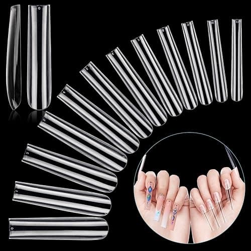 3XL Tapered Square Nagelspitzen 240 Stück Vollabdeckung Klar | Extra lange Nagelspitzen mit gerader Form - geeignet für professionelle Nagelmodellage - Image 1
