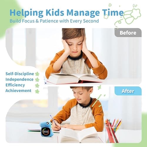 Visual Timer for Kids Light Blue Dinasuor Kids Timer Visual Led Rechargeable Toddler Timer Visual Countdown for Classroom Home Studing Playing thumbnail 4